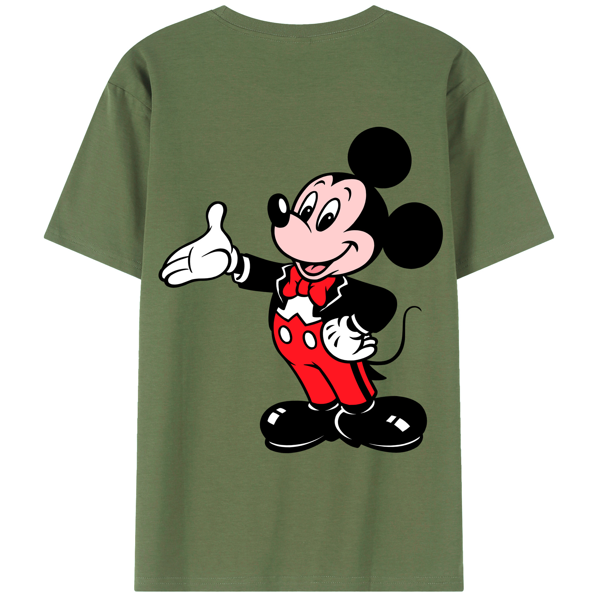 ミッキーマウス Mickey Mouse 綿100％ メンズ半袖Tシャツ（バックプリント） 通気性